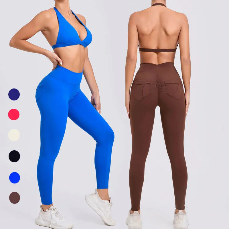 SHINBENE High Waist Legging and Sports Bras Gym Outfit Solid Pattern 2-Piece Workout Sets for Women in Plus Sizes
