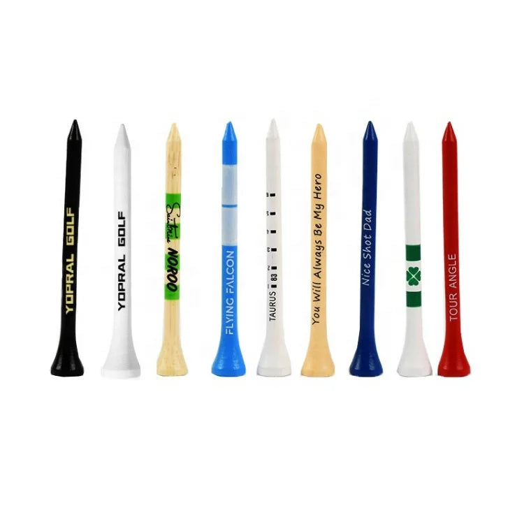 Factory Wholesale Golf Tee Custom logo Print  Bamboo Wooden Plastic Brand Golf Tees