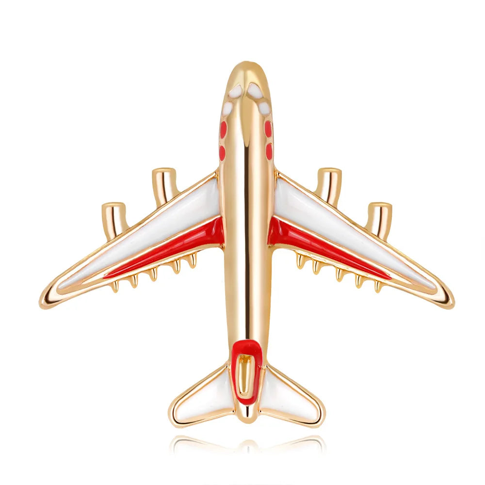Cartoon Enamel Painted Plane Brooches for Kids and Weddings Fashion Factory Wholesale Made of Alloy Jewelry