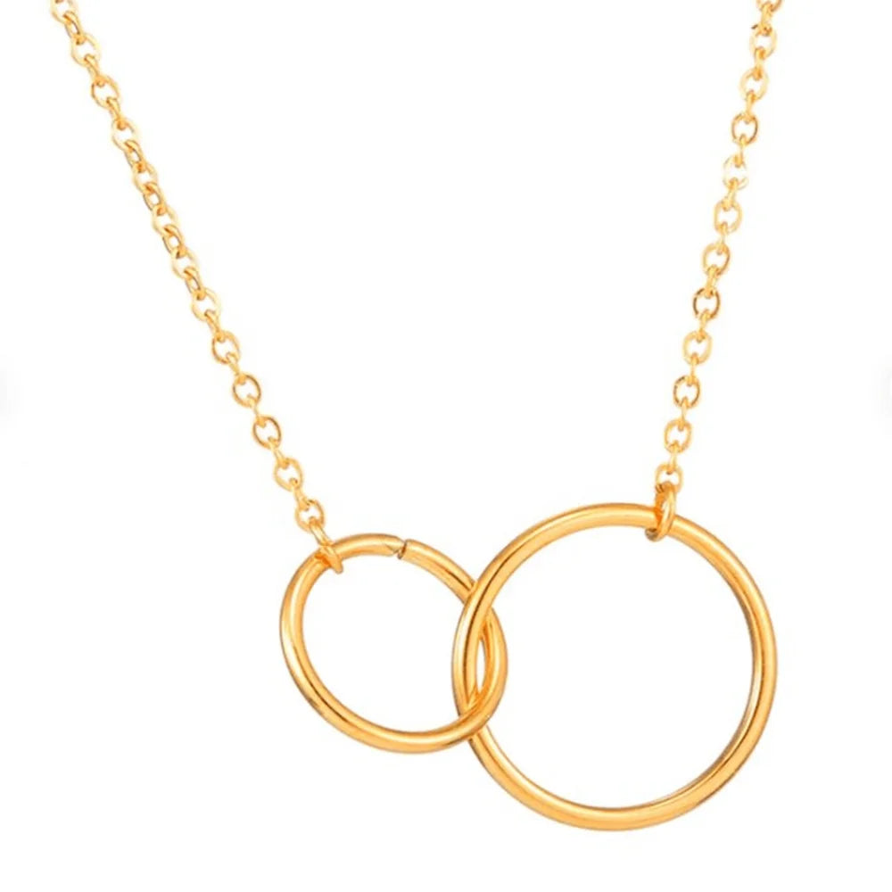 Interlocking Circle Necklace Joyeria De Acero Inoxidable Stainless Steel Jewelry Circle Pendant Necklace