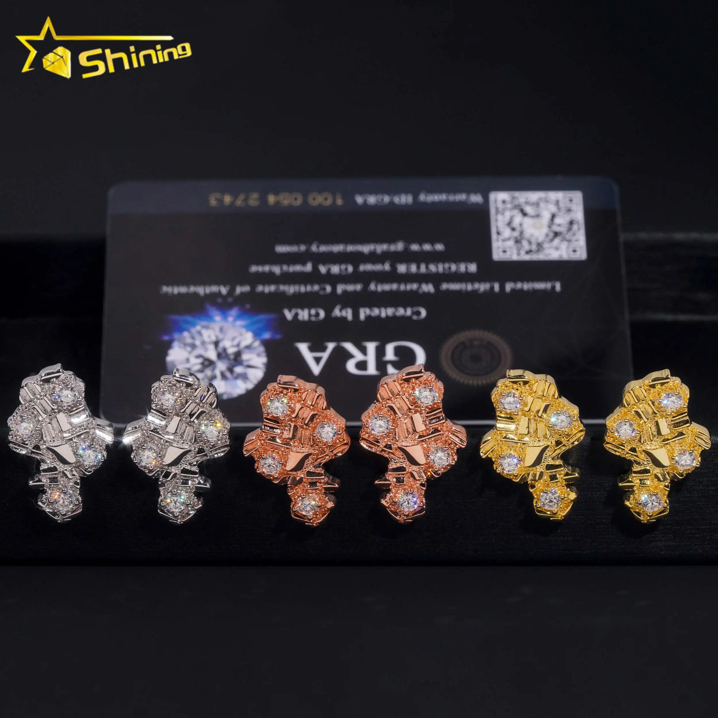 Luxury Style 925 Sterling Silver Stud Earrings Hip Hop GRA Screw Back VVS Moissanite Earrings Men