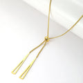 IVANDA Fashion Stainless Steel 18K Gold Plated Strand Triangular Long Tassel Pull Chain Geometry Adjustable Pendant Necklace