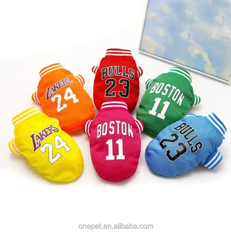 Football Theme Dog T Shirt Clothes Summer Breathable Cooling Small Pet Sports Football Shirt For Dog Clothes