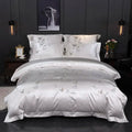 High-end 100% Cotton Gray Animal Embroidery 300tc Queen King Bed Sheets Duvet Cover Customizable All-Season Home Textile Bedding