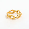 Fenny 18K Gold Plated Wholesale No Fade Personality Dainty Chunky Solid Link Chain Stainless Steel Finger Ring Trendy for Women