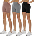 5" Double Brushed Soft Knitted Breathable Solid Color Black Casual Workout Athletic Yoga High Waist Biker Shorts Women