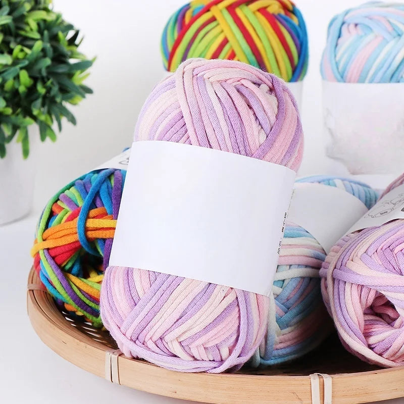 Direct Selling Mixed Color Fancy 70% Cotton 30% Nylon Chunky T Shirt Yarn for Knitting Scarves