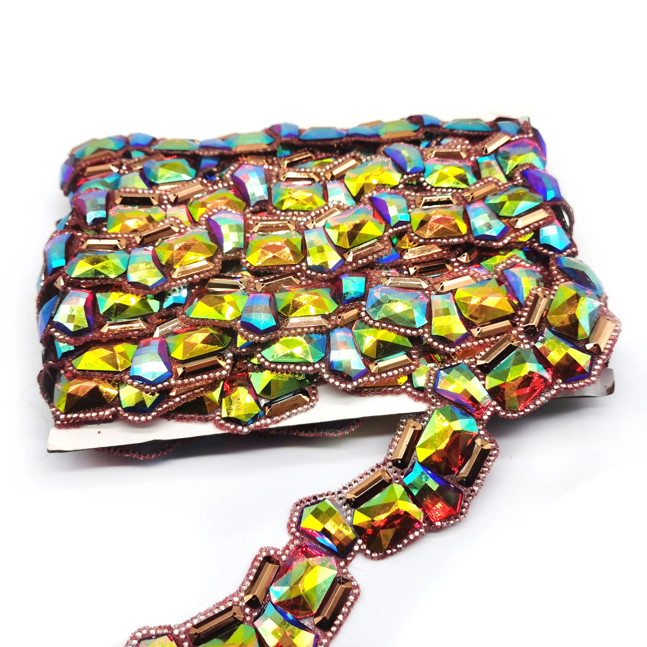 Custom Clothes Accessories Hot Fix Rhinestone Applique Trim Iron on Rhinestone Trimming for Carnival Costume