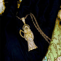 Hiphop Jewelry Custom Grim Reaper 14k Gold Plated Men Religion God Pendant Iced Out Diamond Chain Necklace
