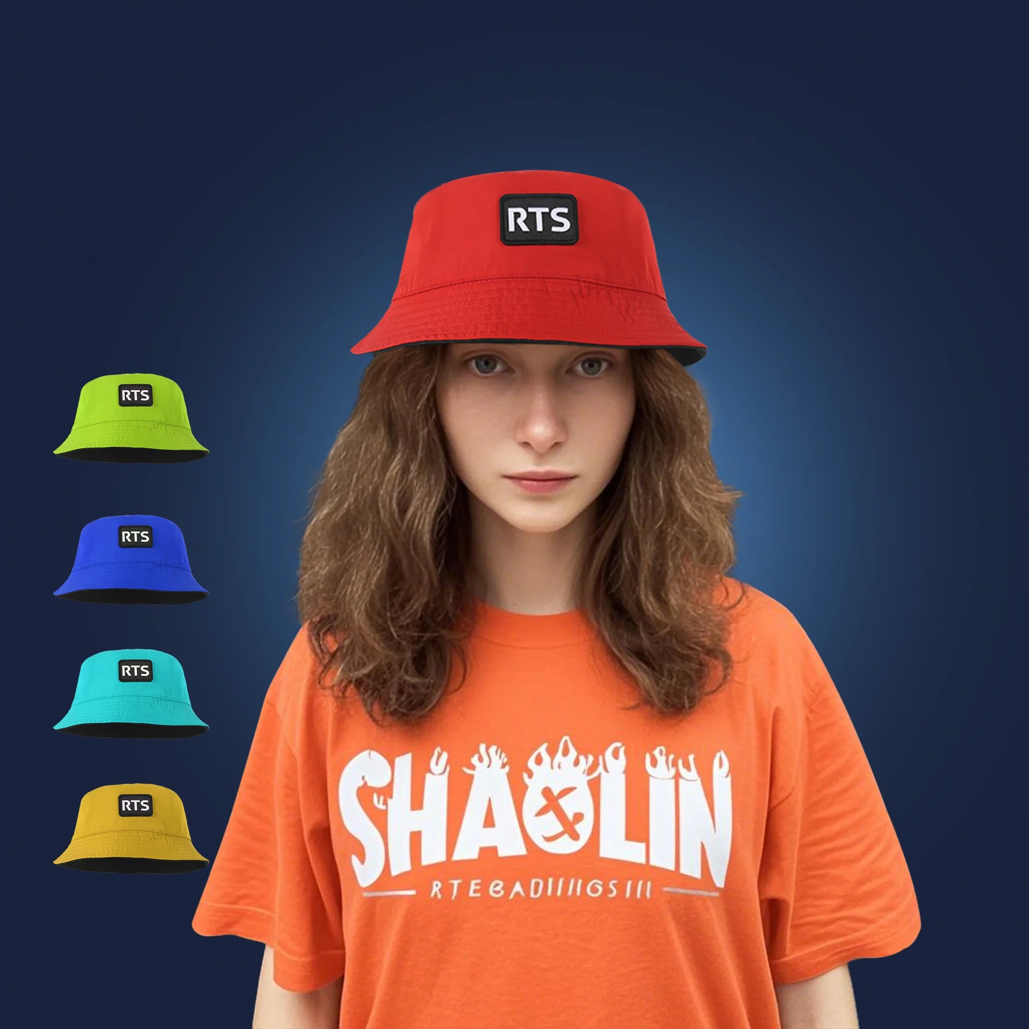 Personalized Red Patches Logo Plain Mens Cotton Canvas Embroidery Reversible Custom Bucket Hats Cap