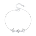 Classic Design 925 Sterling Silver Spring New Design Cz Flower Link Chain Bracelet for Girl