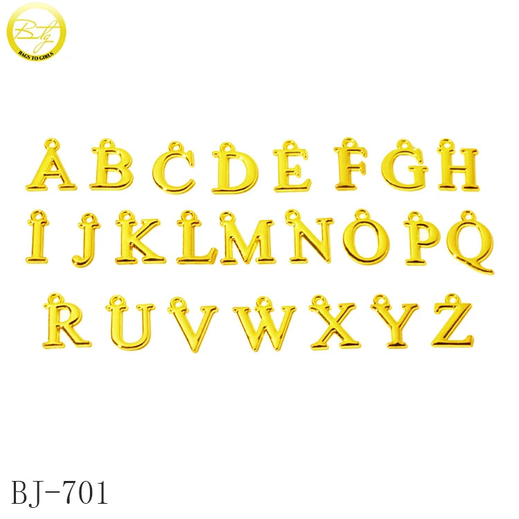 Custom Keychain Gold Charms Making Letter Shape Phone Accessory Metal Name Hang Tags Pendants for Leather Bracelet