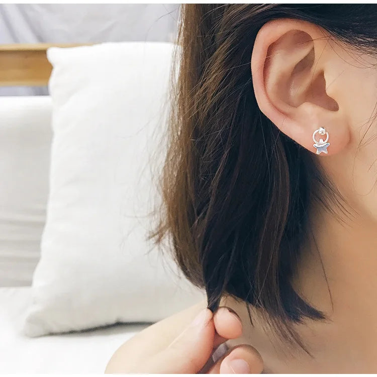 925 Sterling Silver Star Stud Earrings for Women Girls Kids Party Gift Pendientes Jewelry 2021