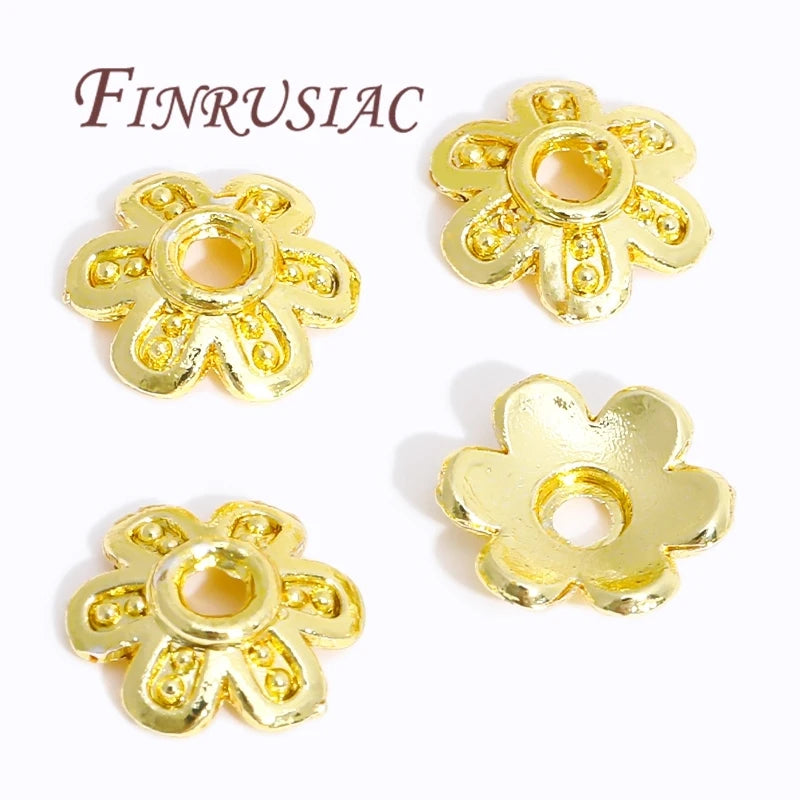 18K/14K Gold Plated Flowers Filigree Beads Caps for Jewelry Making Separators for Bracelets Necklaces AccessoriesCaps for Beads