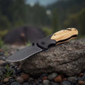 X50 Engraved Olive Wood Handle Stainless Steel Blade OEM Folding Tactical Survival Pocket Knife