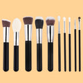 Custom Black Professional Makeup Brushes Natural Goat Hair Foundation Powder Make up Brush Set Private Label