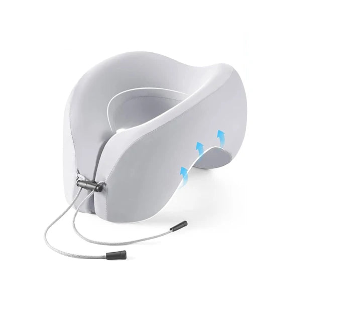 2in1 Travel Neck Pillow Advanced Neck Support for Long Flights Portable Drawstring Bag U Shape Memory Foam Pillows for Traveling
