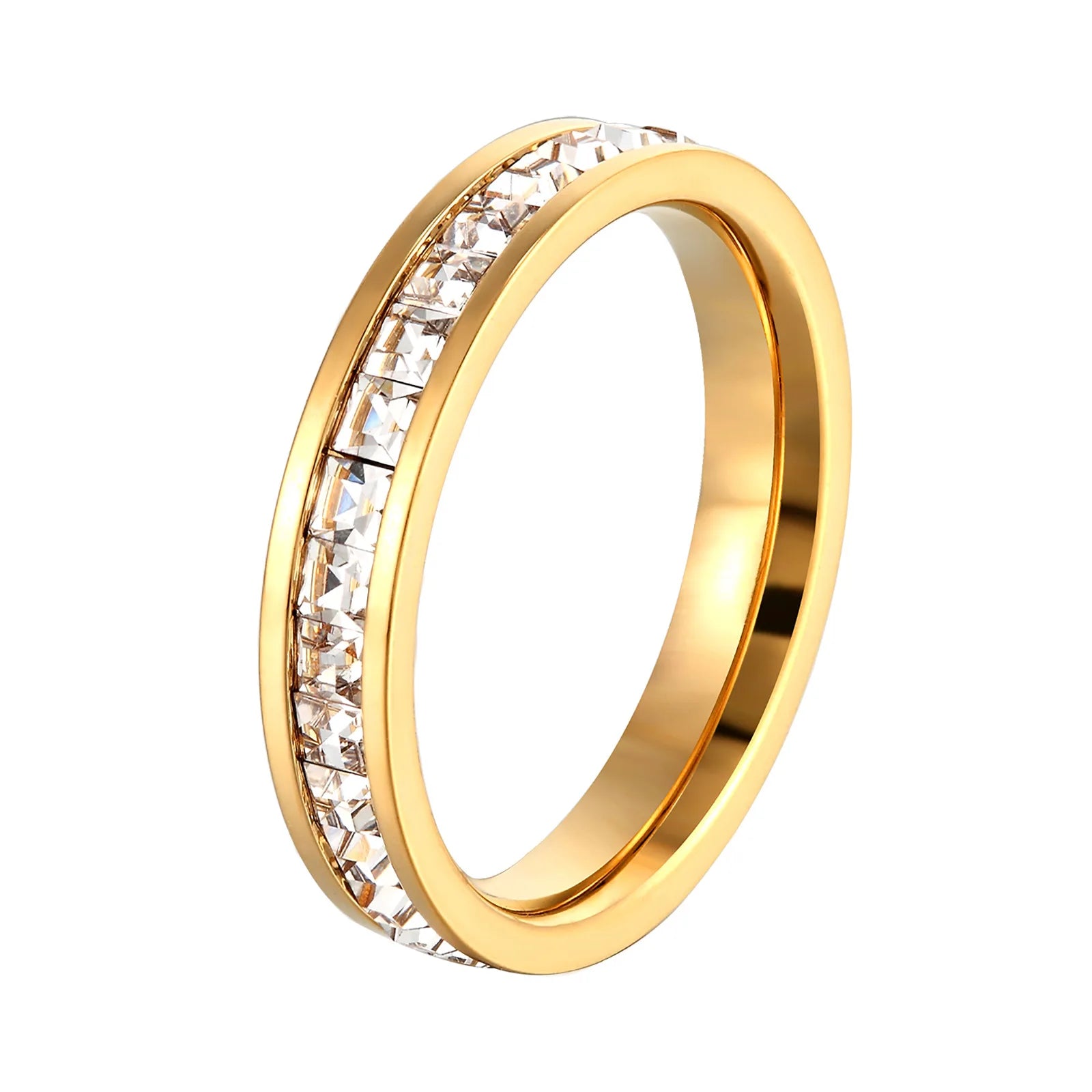 2022 European and American Fashion Personality Stainless Steel 14K Gold Diamond Ring Women Spot Wholesale