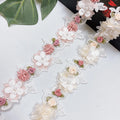 JFL085 Heavy Three-D Sticky Flower Nail Beads Polyester Silk Water Soluble Lace Dress Clothing Home Textile DIY Accessories