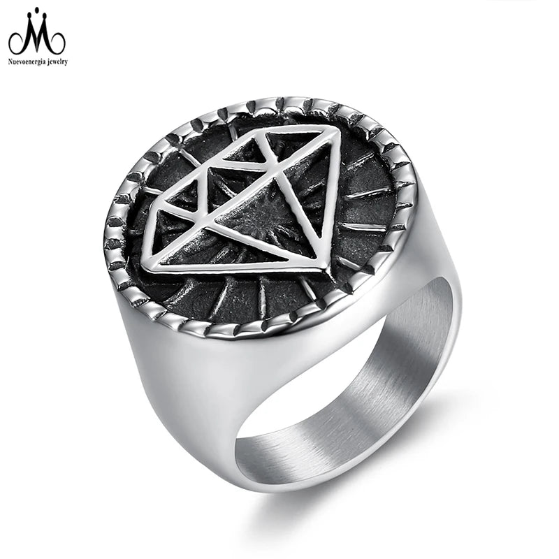 Factory Price Vintage Diamond Ring Jewelry Silver Men's Ring Stainless Steel Ring for Man
