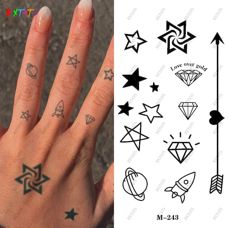 Long-Lasting Waterproof Semi-Permanent Water Transfer Body Sale Paper Finger Tattoo Sticker in Herbal Plant Fruit Juice Design