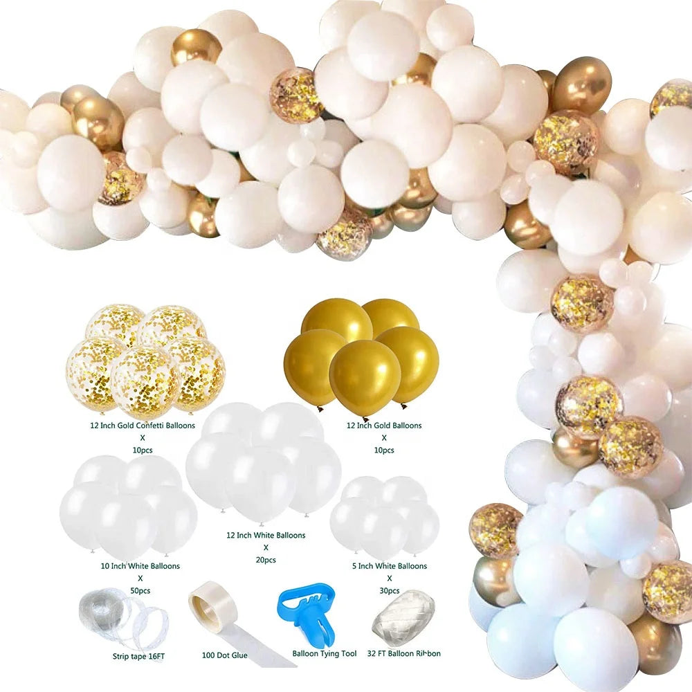 DIY Wedding Decoration Balloon Garland Set Blue Gold White Party Supplies Air Ballon Arch Kit