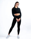 Spot Goods High Waist Seamless Leggings Long Sleeve Gym Set Fitness Workout Yoga Sets for Women