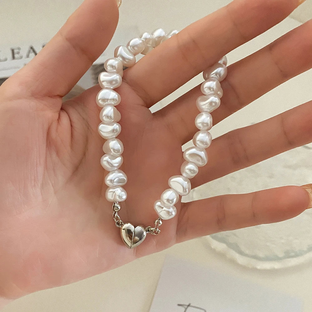 VKME Fashion Ins Style Love Heart Pearl Bracelet for Women Jewelry Wholesale