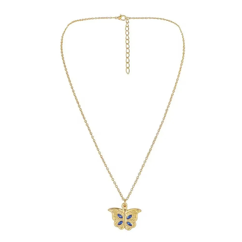 AA00984 Trend Butterfly I Love You Heart Album Box Open Necklaces Pendant Custom Clavicle Chain Necklace for Women Jewelry