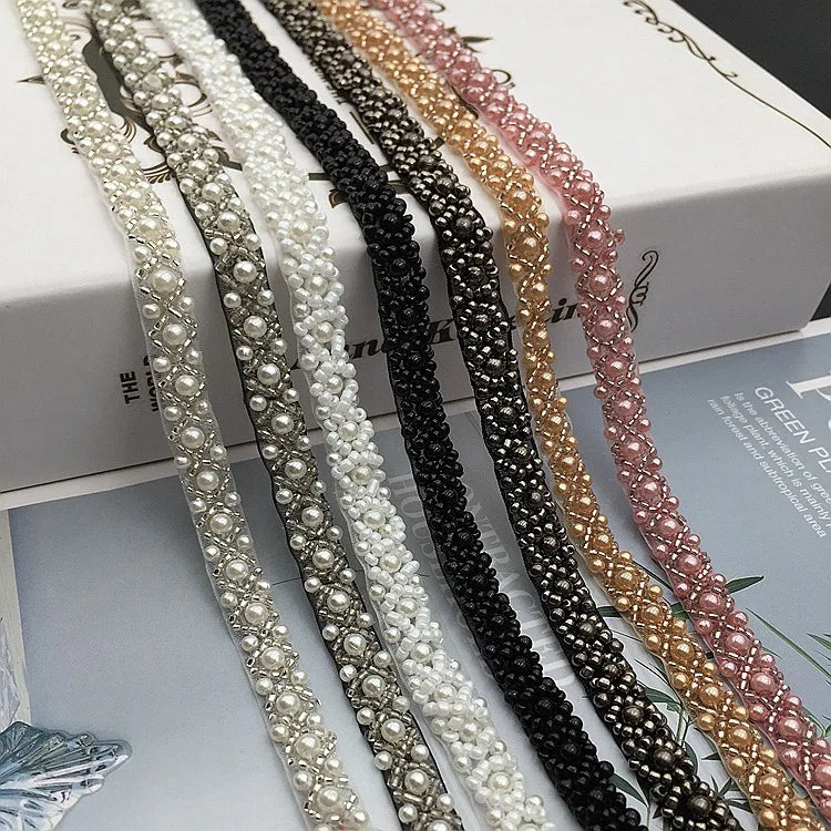 DIY Heavy Handmade Beaded Clothing Garment Accessories Beading Barcode Pearl Trim Lace