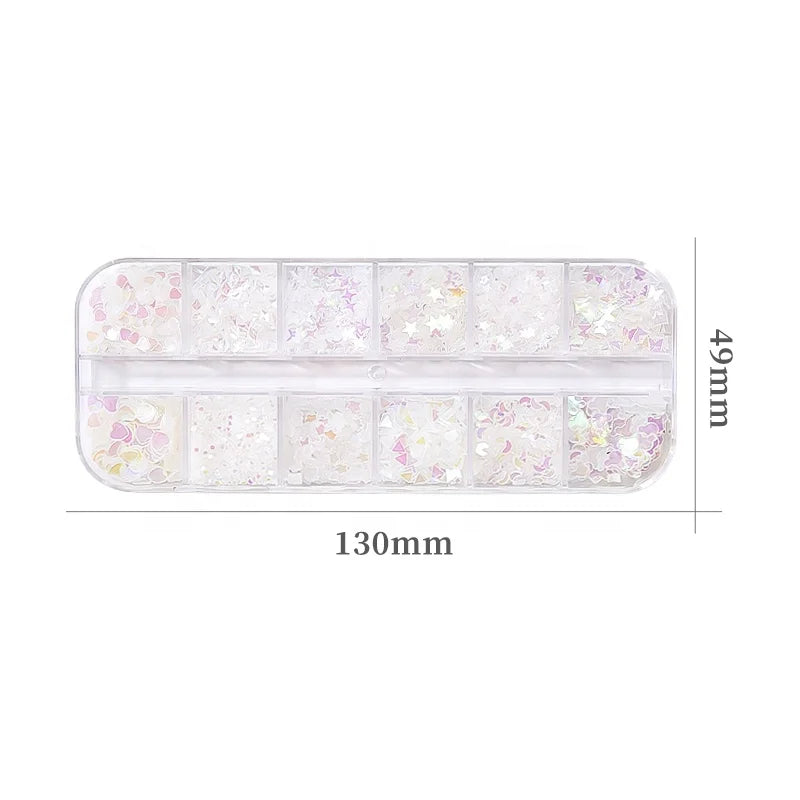 Shaped Cellophane Candy Paper Shards Nail Sticker Love Heart Star Moon Nail Butterfly Decoration