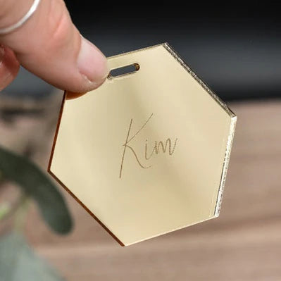 Creative Shape Wedding Mirror Acrylic Handmade Tag Engraved Text Custom Acrylic Place Name Tags