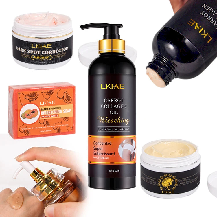 Private Label Vegan Organic Collagen Anti-Aging Whitening Serum & Luxurious Body Lotion Skin Care Set for All Skin Types (new)