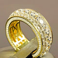 Huitan Women Men Eternity Band Fashionable Rings Jewelry 18K Gold Plated Cubic Zircon Engagement Rings