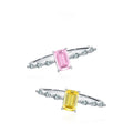 Factory Wholesale Sweet and Elegant S925 Sterling Silver Rhodium Plated Candy Color pink Yellow square Zircon Ring