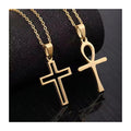 Ancient Egypt Necklace Pendant Charms Gold Non Tarnish Religious Stainless Steel Cross Necklace for Women