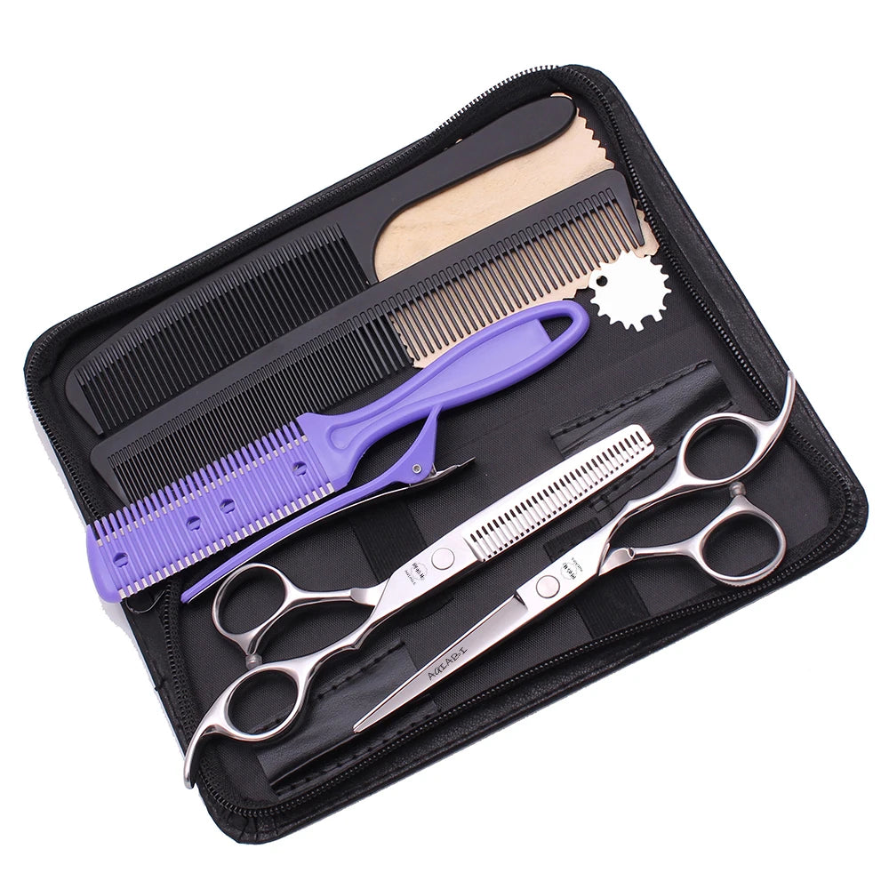 AQIABI Japan Stainless Hair Cutting Scissors 5.5''-6.5'' Thinning Shears Set A1006 Sharp Blade Tip for Barbers