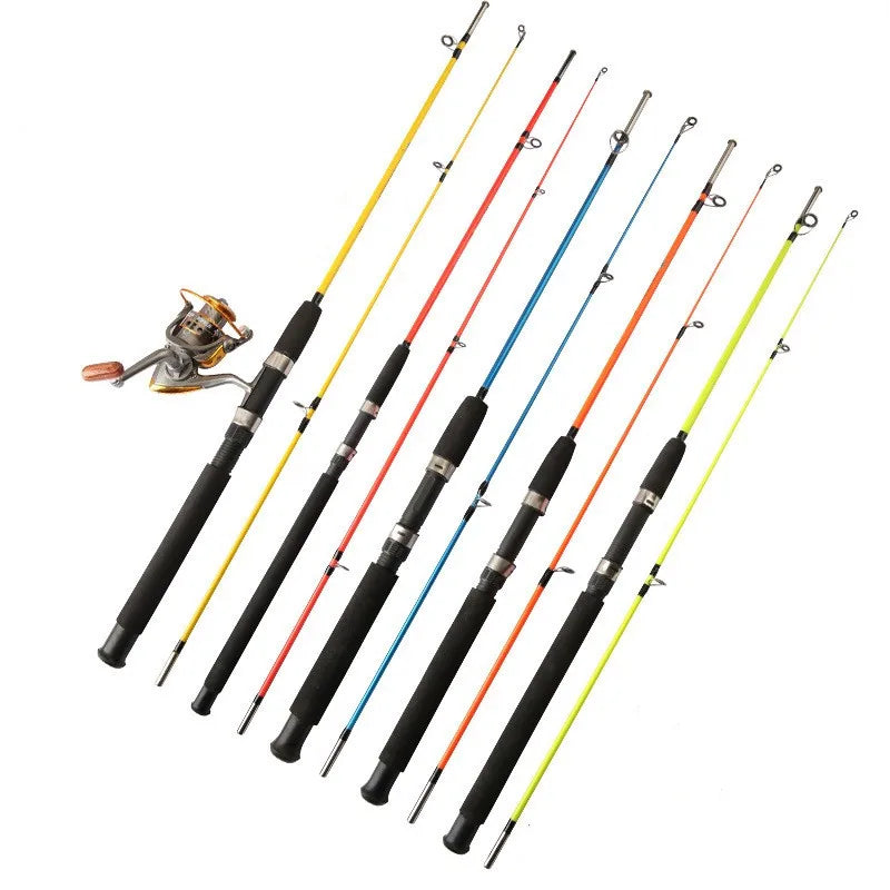 Cheap 1.2m-3m 2 Section Saltwater Rock Glass Fibre Spinning Reel Combo Fly Fishing Rods EVA Handle for River Fishing