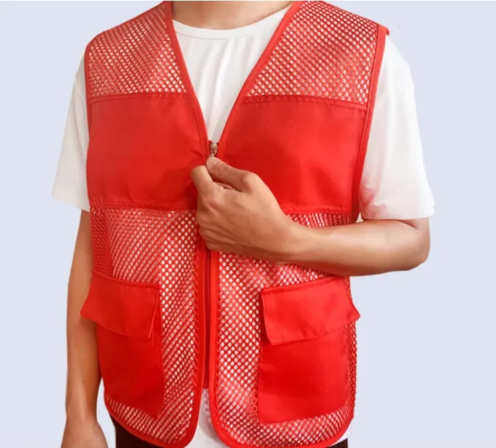 Customized Team Uniforms Supermarket Competition Referee Clothes Volunteer Mesh Work Vest With Pockets