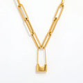 Joolim Jewelry  Paperlink Padlock  Necklace Stainless Steel Necklace 18K Gold Plated Necklace Trendy Jewelry Wholesale