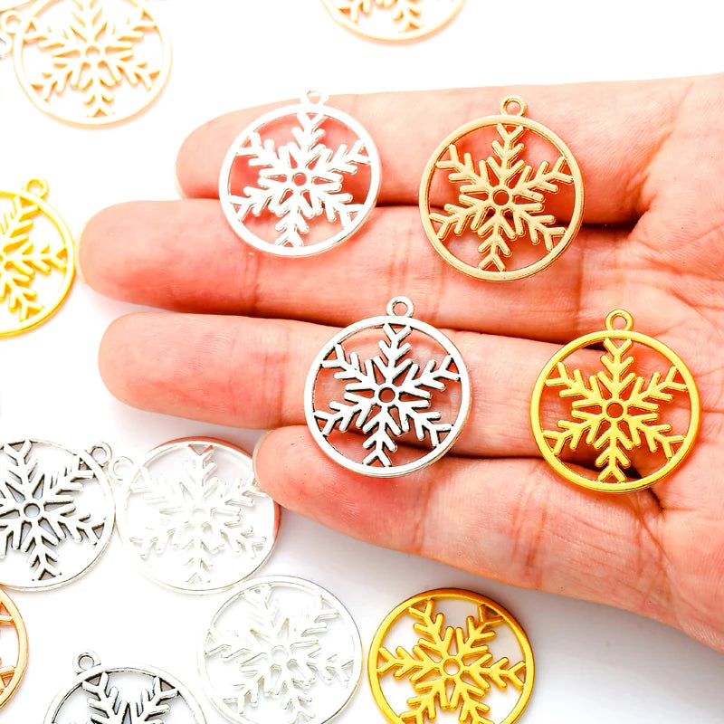4 Color Christmas Snow Charms Alloy for Earring Necklace Pendants DIY Handmade Jewelry Accessories Making 25*22mm L521