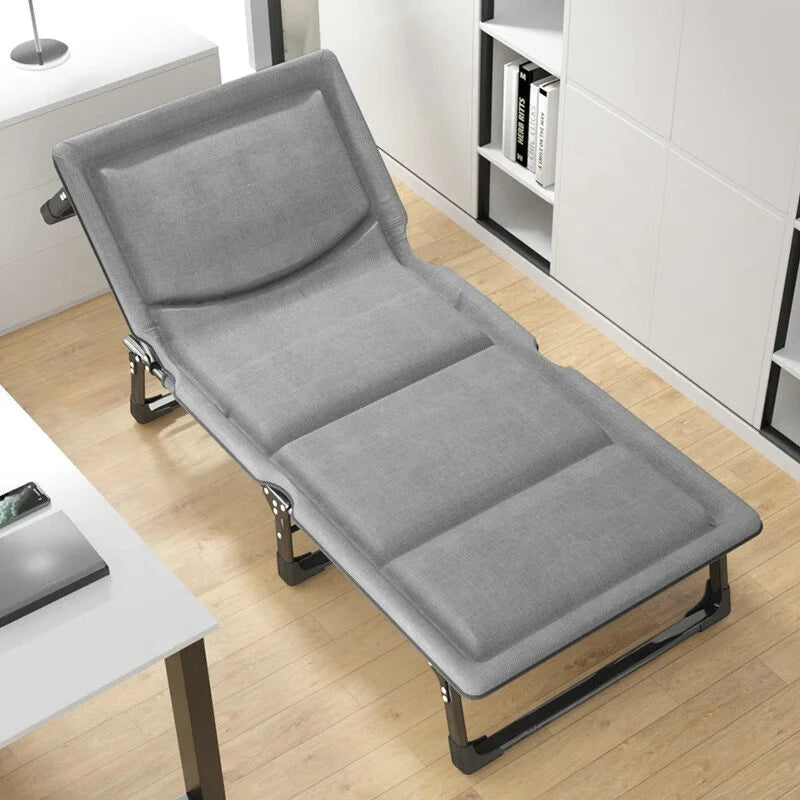 Modern Designs Portable 4 Gears Adjustable  Single Reclining Steel Metal  Light Grey Luxury Folding Bed