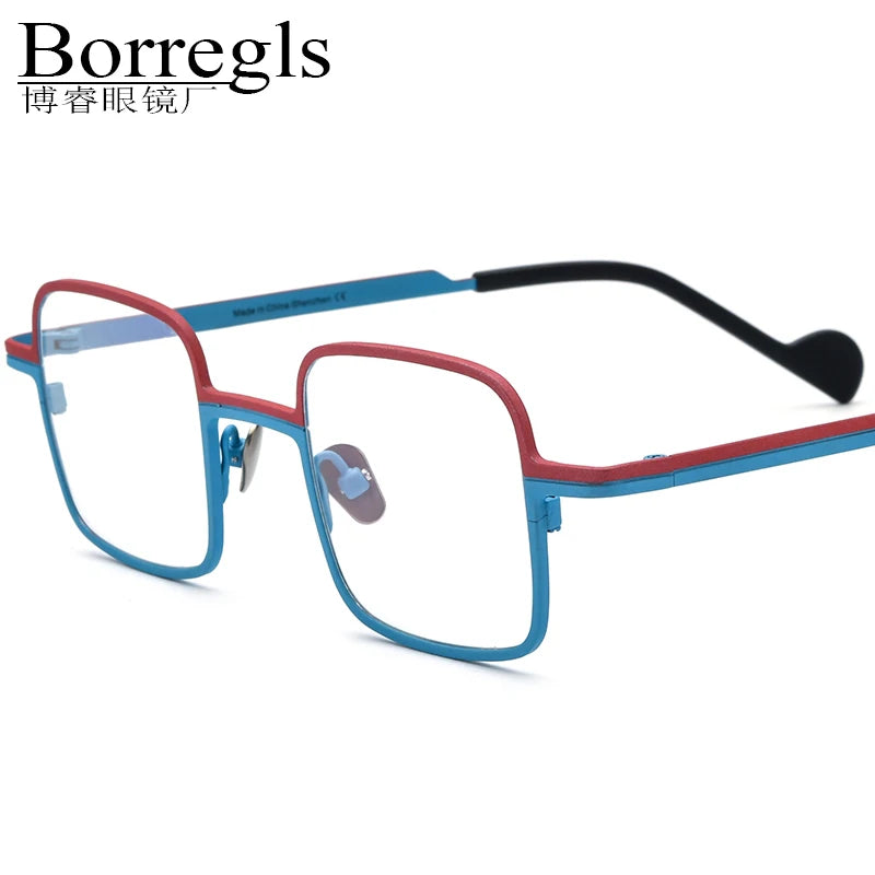 Borregls Colorful Titanium Glasses Frame Men 2025 New Brand Designer Square Eyeglasses Women High Quality Optical Eyewear 185746