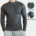 Men Outdoor T-shirts Zipper Gym Athletic Joggering Tops for Mens Zipper Collar Shirts