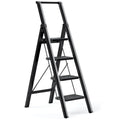 Modern Portable Aluminum 4-Step Folding Ladder Rubber Feet Lightweight Heavy Duty 330lbs Capacity Household Stool for Living