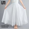 Liu Ming Women's Casual A-Line Long Skirts Breathable Cotton Linen with Natural Elastic Waist Solid Color Hot Products
