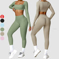 High Quality Outdoor Woman Sports Sets Lightweight Long Sleeve Crop Top Scrunch Butt Leggings Workout Sets for Women