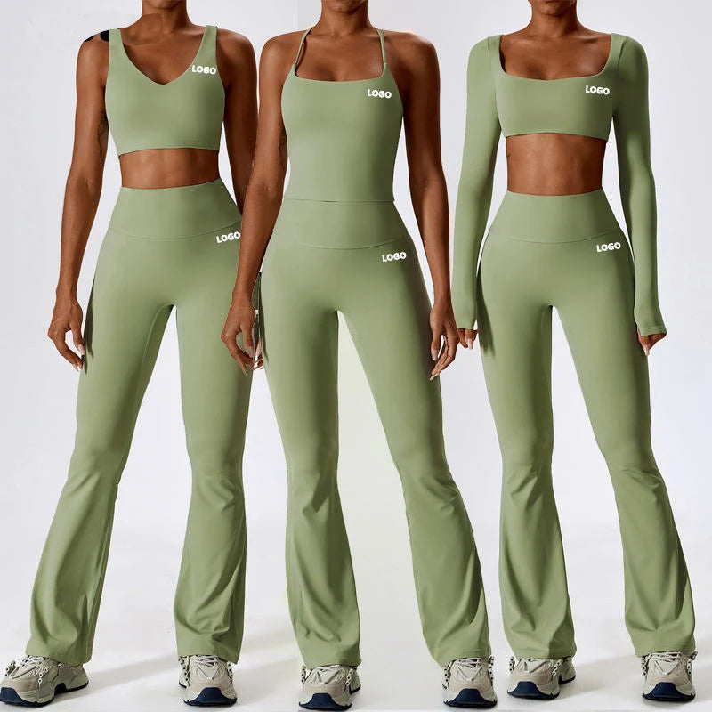 Women's Active Fitness Yoga Set High Waist Seamless Gym Wear 4 Piece Solid Pattern Plus Size Wholesale Push up Wear