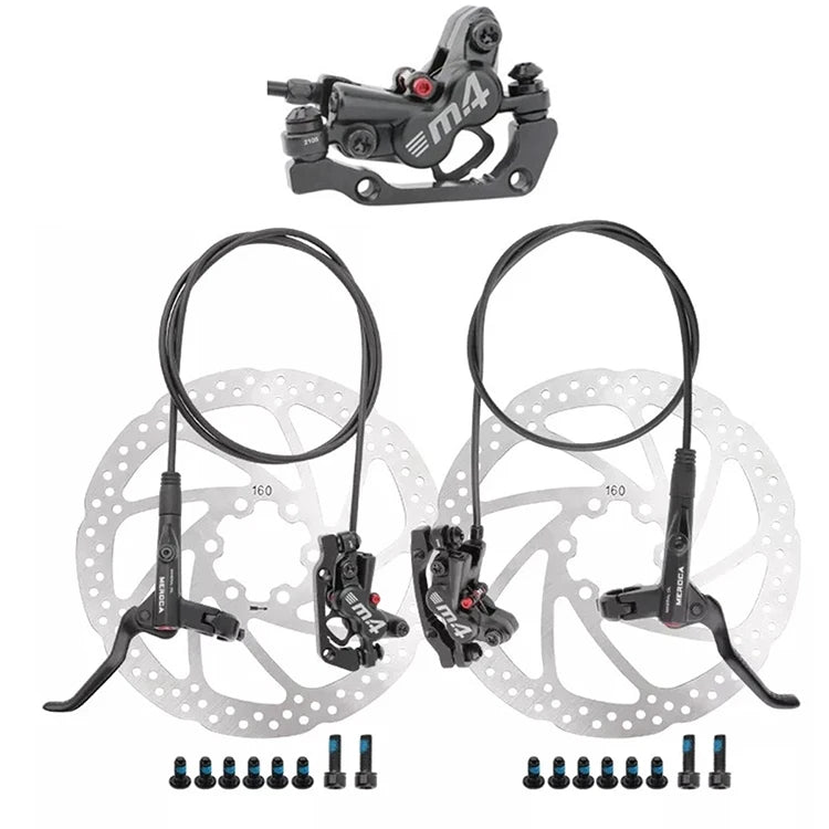 MEROCA Four-Piston Left Right Front Rear Set CNC Mountain Bike Hydraulic Press Disc Brake Bicycle Brake Kit