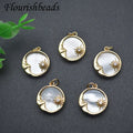 Women Jewelry Making Findings Nickle Free Anti Fading Gold Plated Copper Moon and Sun Shell Pearl Pendant for Necklace